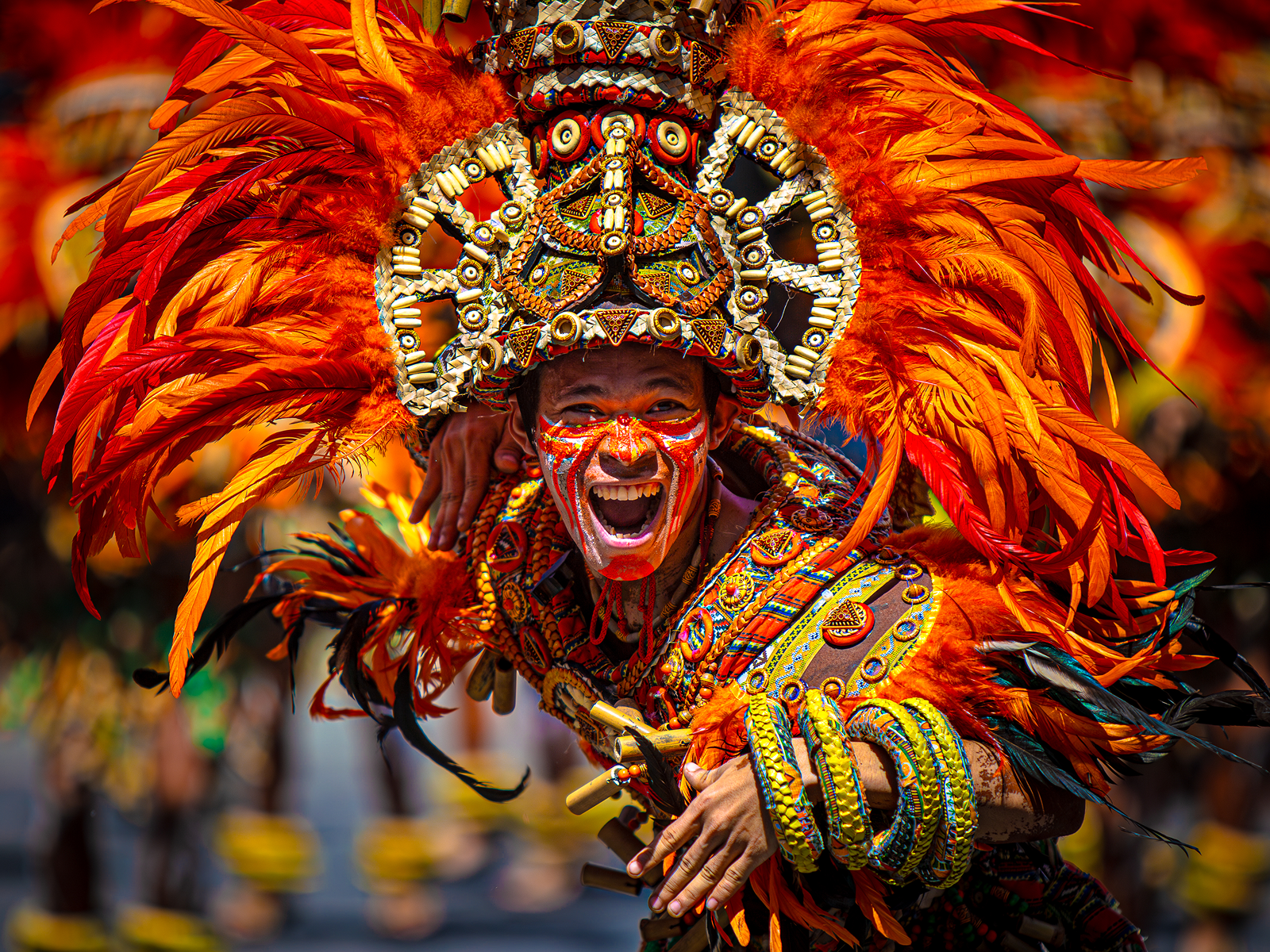 Body paint and fire elements in a Dinagyang routine