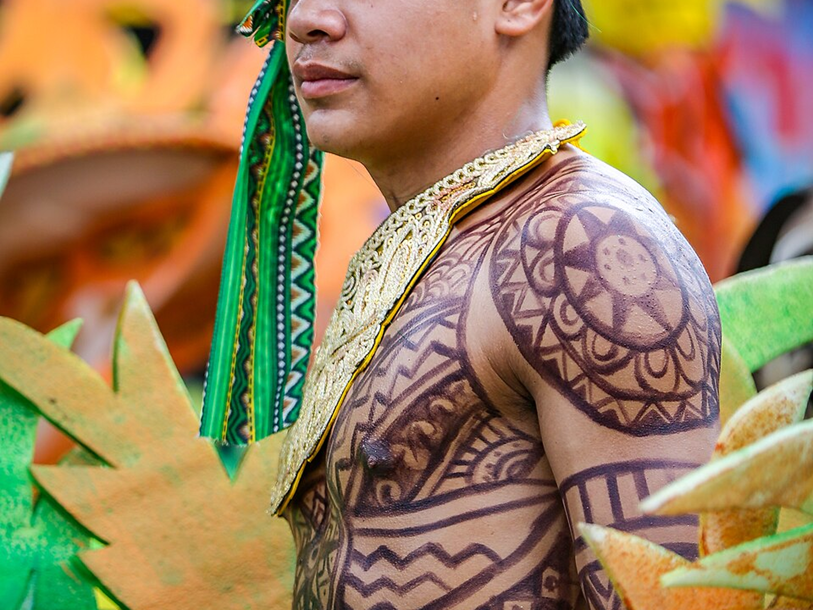 Body paint patterns recreating pre colonial tattoo designs