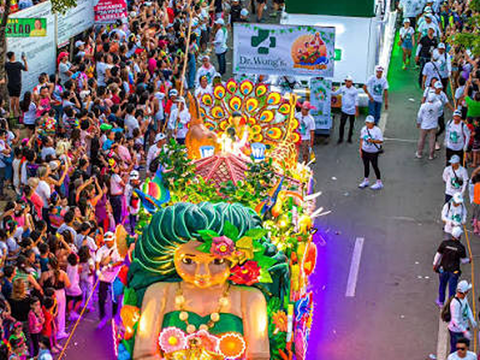 The Santo Niño image carried on a flower covered float