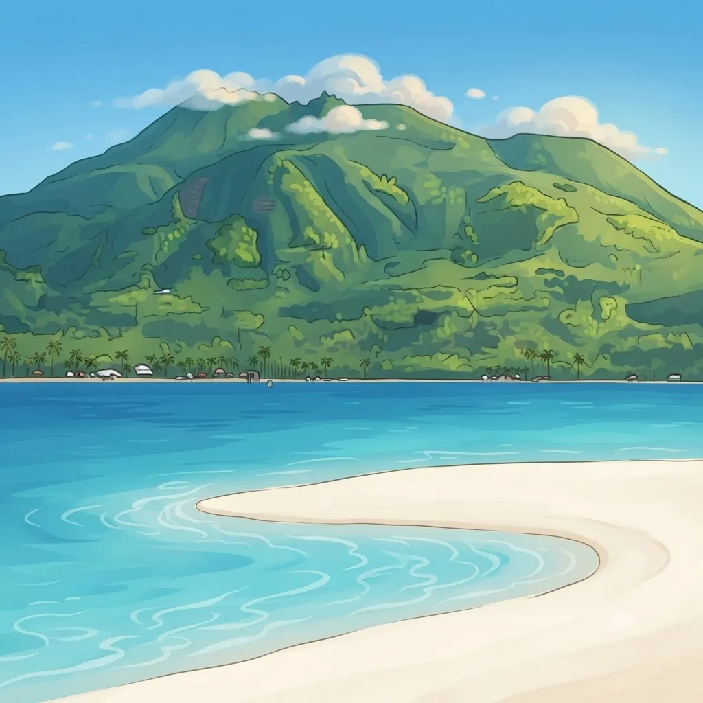 Aerial view of Camiguin island showing its volcanic peaks