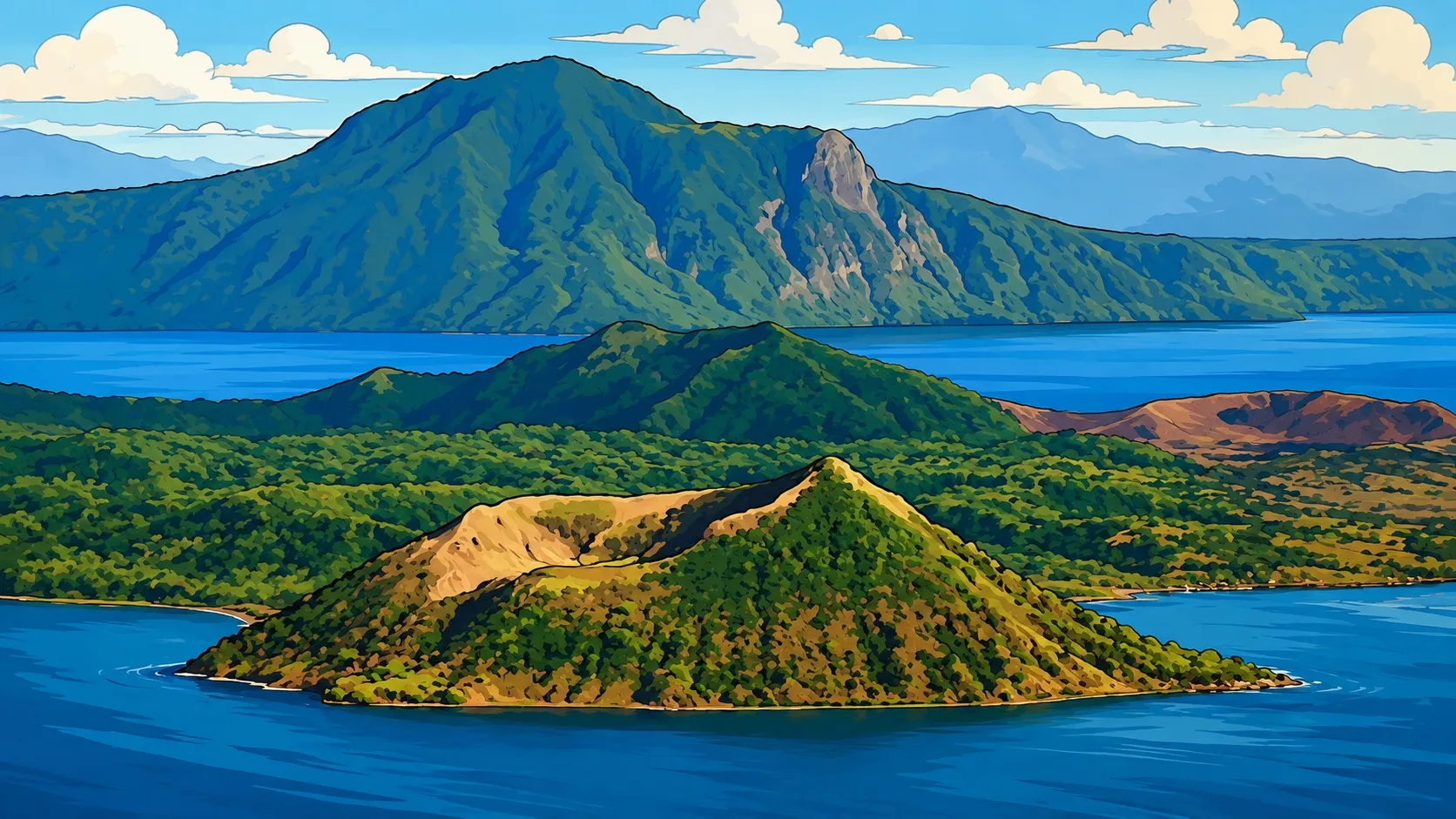 Taal Lake with Volcano Island and its own crater lake